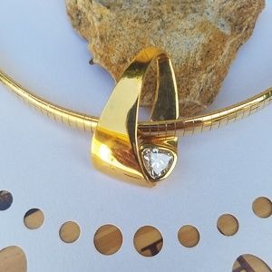 Omega Clear Crystal Stone Pendant Costume Jewelry